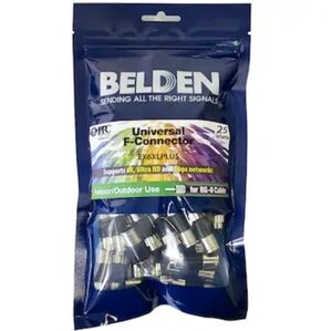 Belden 25 Pack Brass Compression F-connector